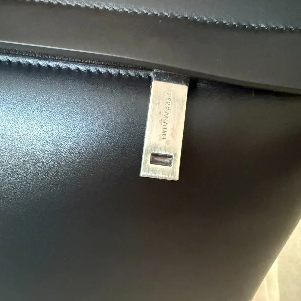 Salvatore Ferragamo Raffael‎ Black Leather Large Shoulder Bag